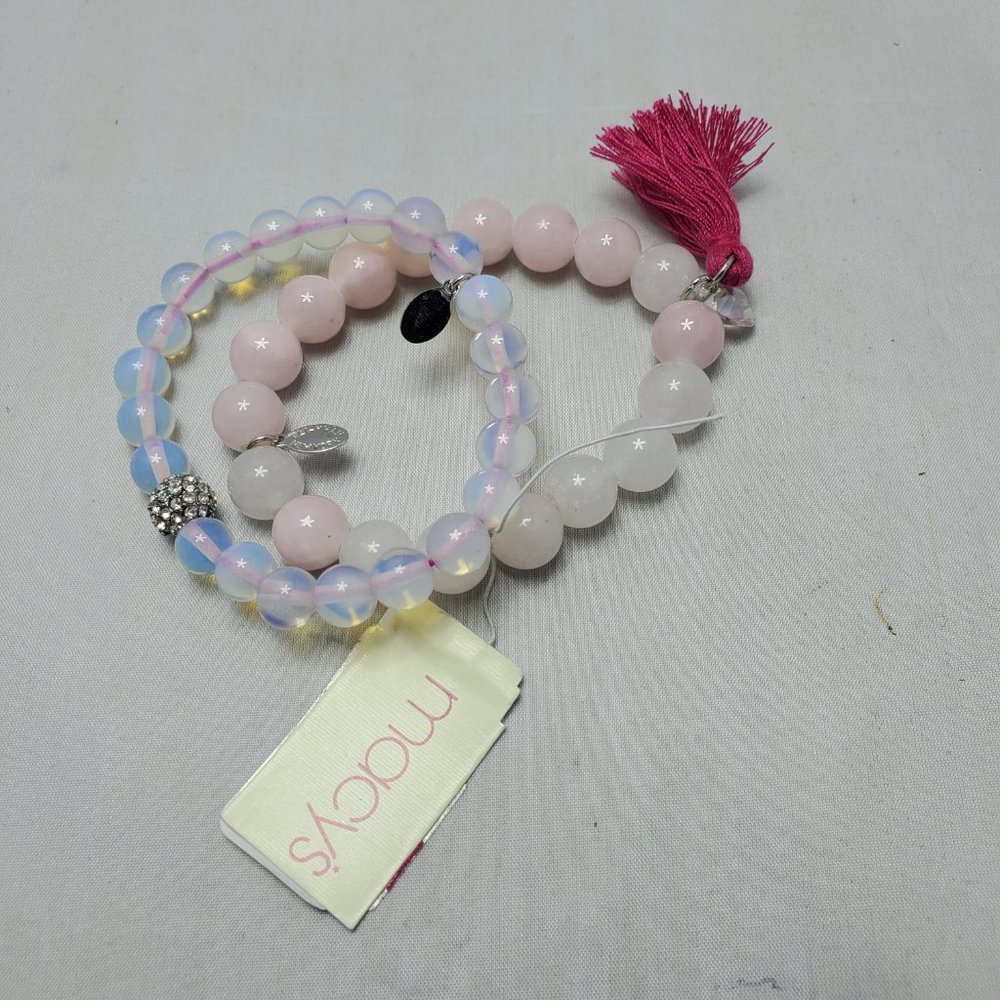 Macy's semi precious beaded 2pc bracelet with rhinestone